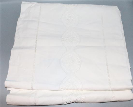 6 drawn thread & monogrammed French Provincial linen sheets